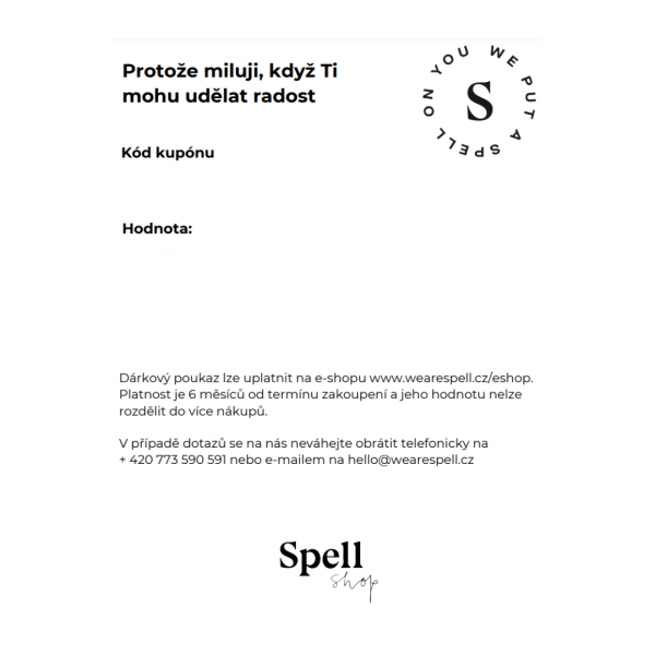 Dárkový poukaz e-shop 1000 Kč